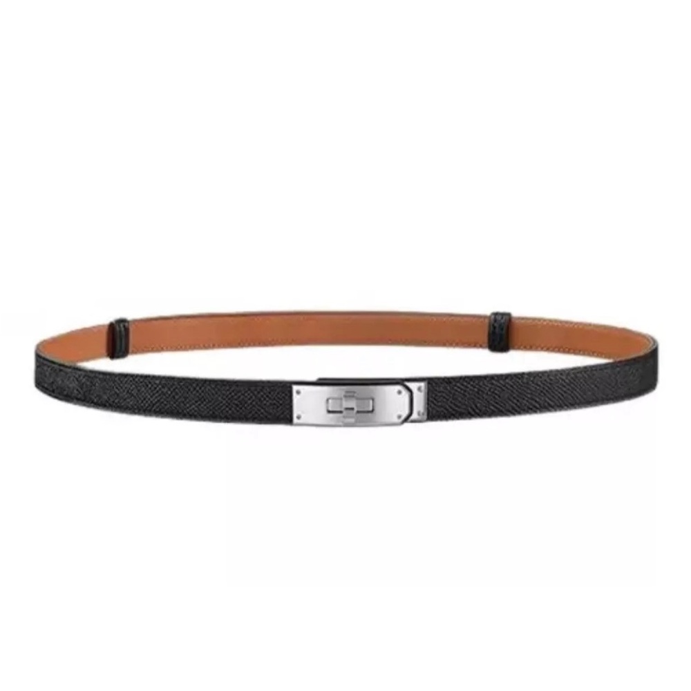 NEW HERMES Black Epsom PHW Kelly 18 Belt One Size Adjustable ( $1125+tax)